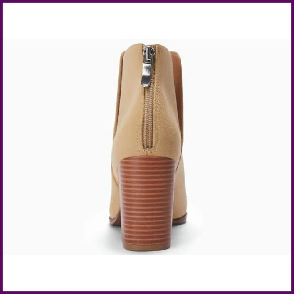 Pointed Toe Ankle Booties Stacked Block Heel Cuto… - image 5